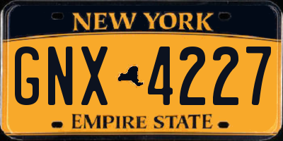 NY license plate GNX4227
