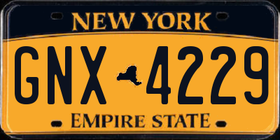 NY license plate GNX4229