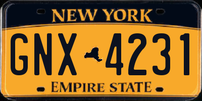 NY license plate GNX4231