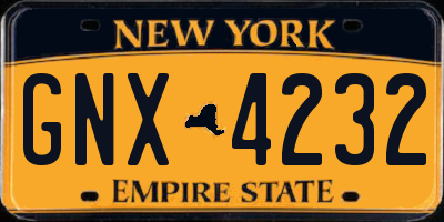 NY license plate GNX4232