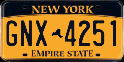NY license plate GNX4251