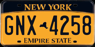 NY license plate GNX4258