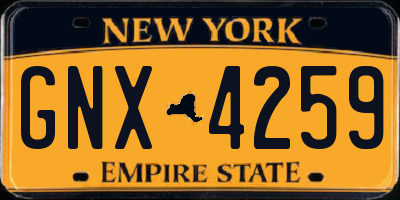 NY license plate GNX4259