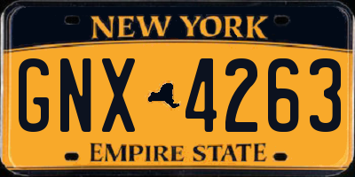 NY license plate GNX4263