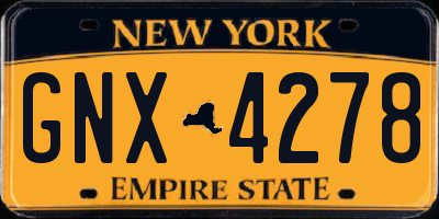 NY license plate GNX4278