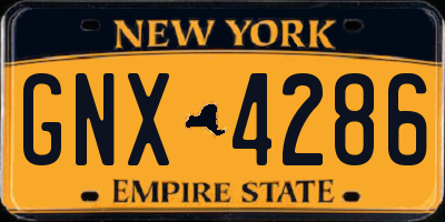 NY license plate GNX4286