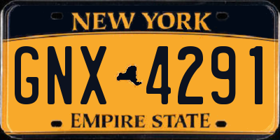NY license plate GNX4291