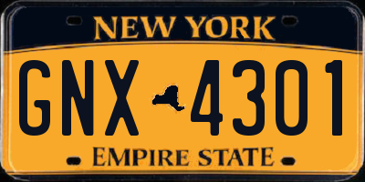 NY license plate GNX4301