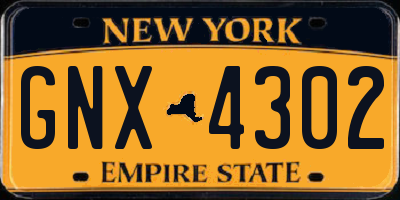 NY license plate GNX4302