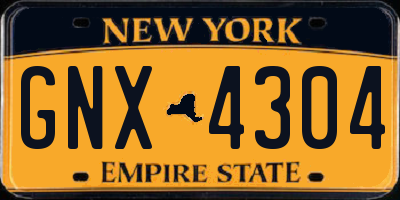 NY license plate GNX4304