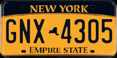 NY license plate GNX4305