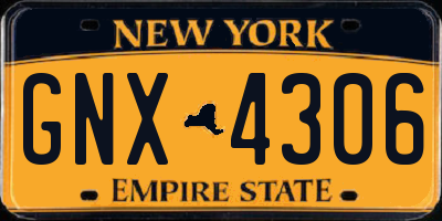 NY license plate GNX4306