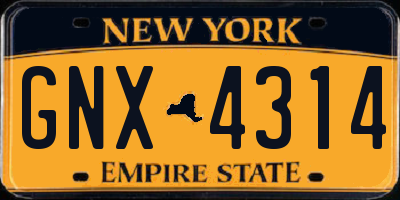 NY license plate GNX4314
