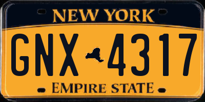 NY license plate GNX4317