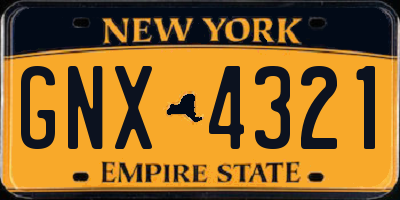 NY license plate GNX4321
