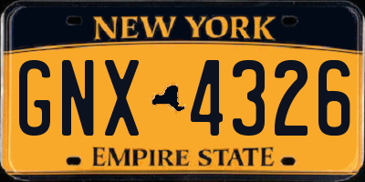 NY license plate GNX4326