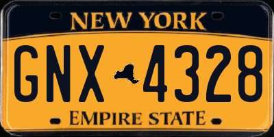 NY license plate GNX4328