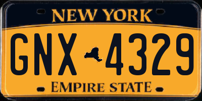 NY license plate GNX4329