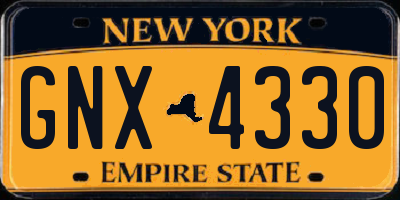 NY license plate GNX4330
