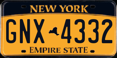 NY license plate GNX4332