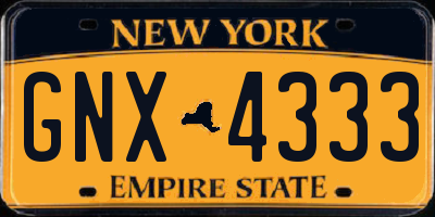 NY license plate GNX4333