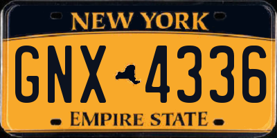 NY license plate GNX4336