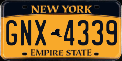 NY license plate GNX4339
