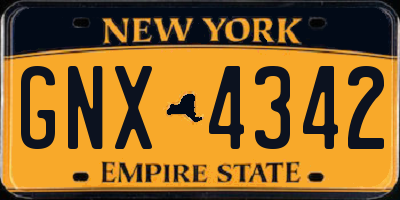 NY license plate GNX4342