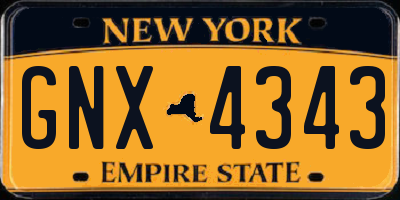 NY license plate GNX4343