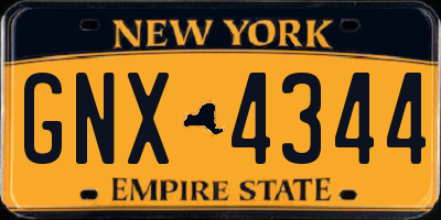 NY license plate GNX4344