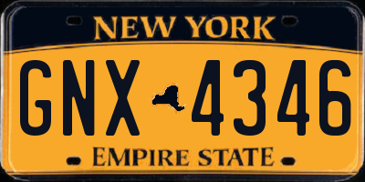 NY license plate GNX4346