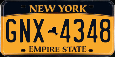 NY license plate GNX4348
