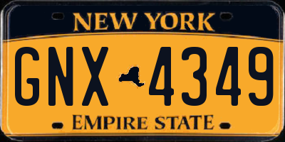 NY license plate GNX4349