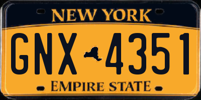 NY license plate GNX4351