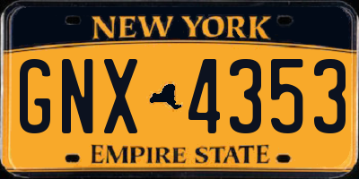 NY license plate GNX4353
