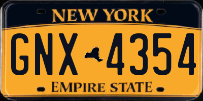 NY license plate GNX4354