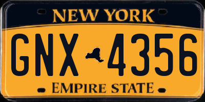NY license plate GNX4356