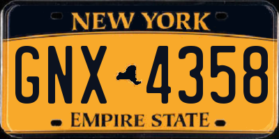 NY license plate GNX4358
