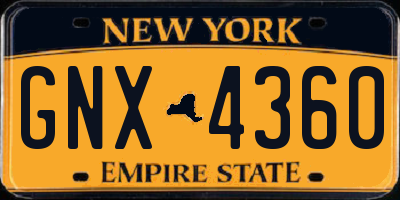 NY license plate GNX4360