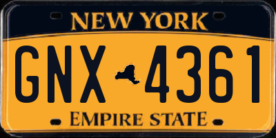 NY license plate GNX4361