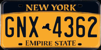 NY license plate GNX4362