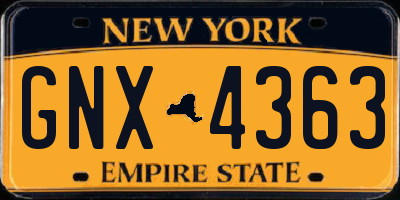 NY license plate GNX4363