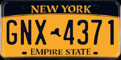 NY license plate GNX4371