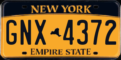 NY license plate GNX4372