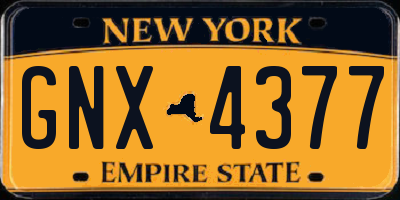 NY license plate GNX4377