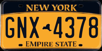 NY license plate GNX4378