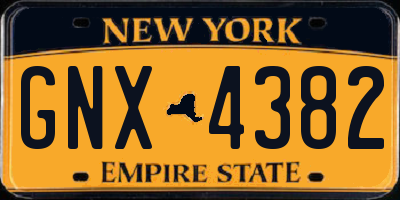 NY license plate GNX4382