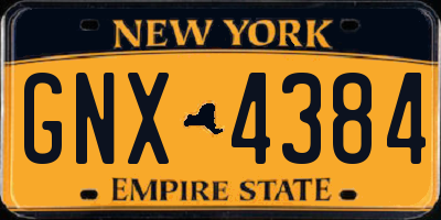 NY license plate GNX4384
