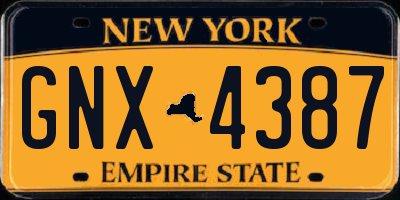 NY license plate GNX4387