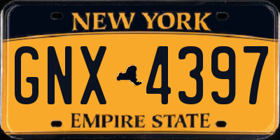 NY license plate GNX4397